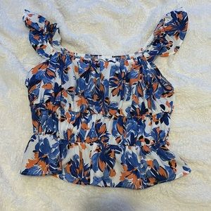 Ruffled floral gameday top